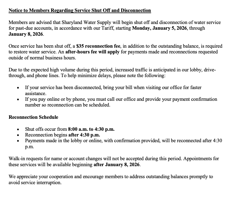 Scheduled ShutOff Dec2025